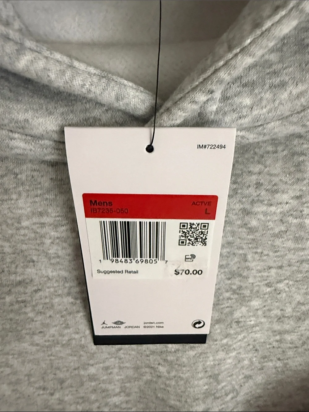 Jordan Gray Pullover Hoodie with Subtle Jumpman